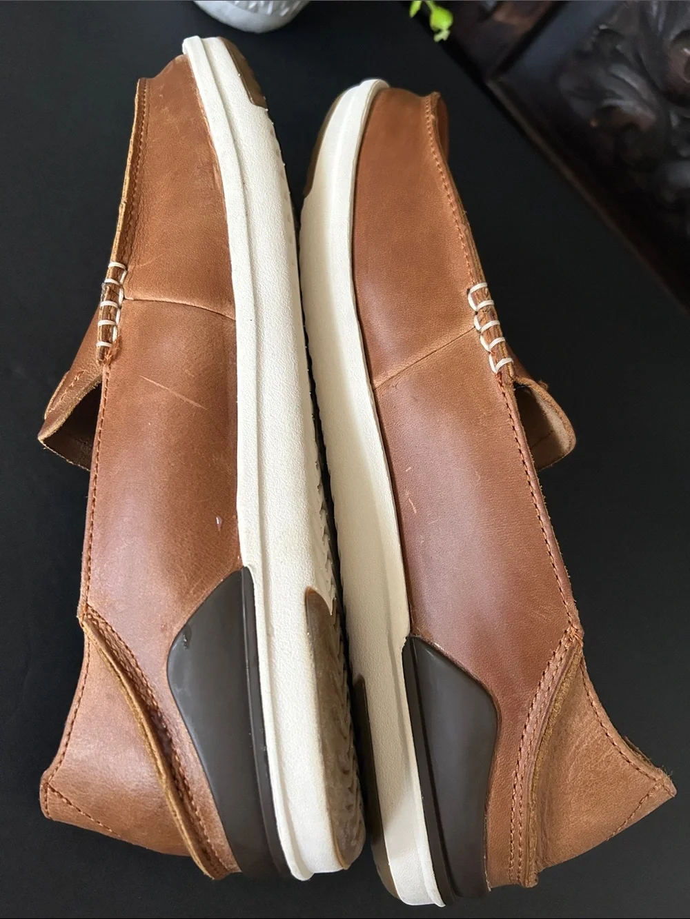 Olukai Men's Brown Leather Slip-On Shoes